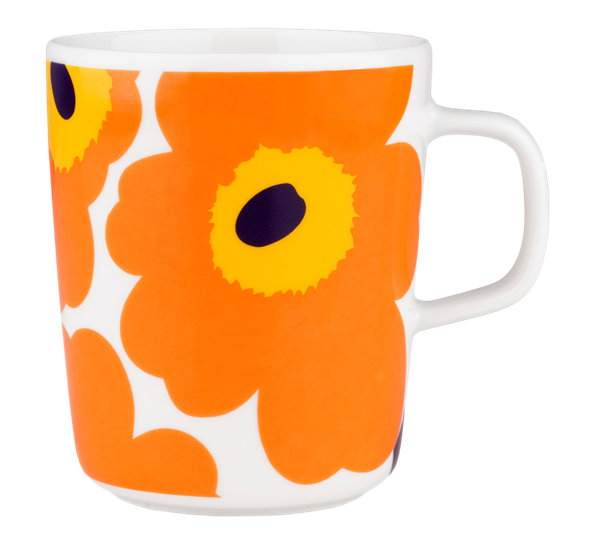 Oiva unikko 60th krus 2,5dl hvit oransje gul fra Marimekko