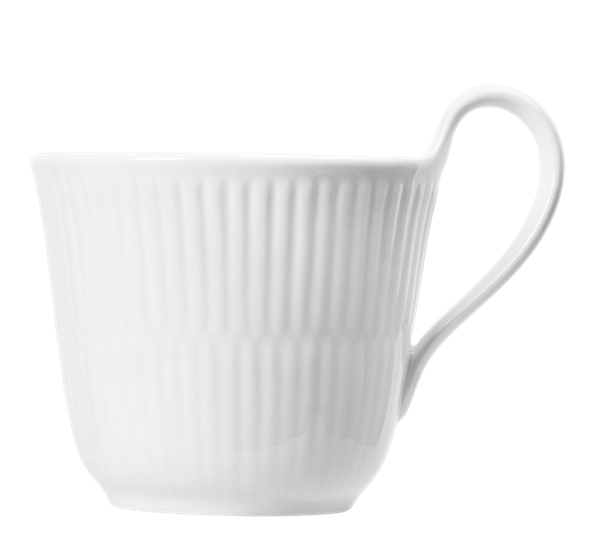 Hvit Riflet krus 24 cl med høy hank Royal Copenhagen