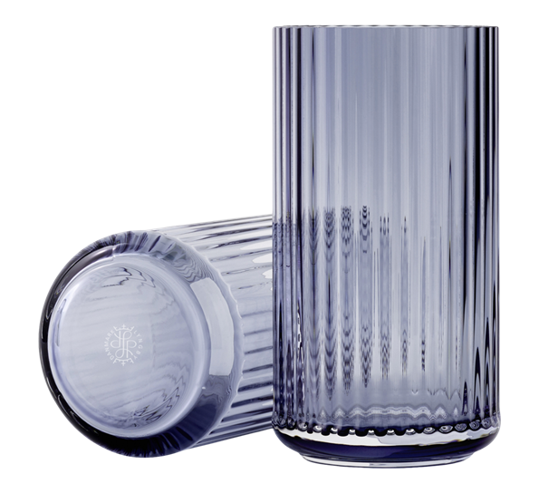 Lyngbyvase glass 20 cm blå fra Lyngby Porcelæn