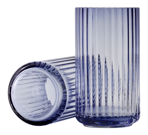 Lyngbyvase glass 15 cm blå fra Lyngby Porcelæn