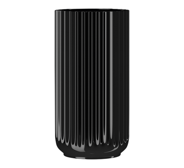 Lyngbyvase 20 cm sort glass fra Lyngby Porcelæn
