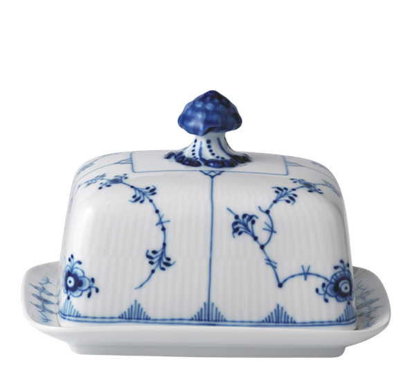 Musselmalt Riflet smørskål med lokk fra Royal Copenhagen