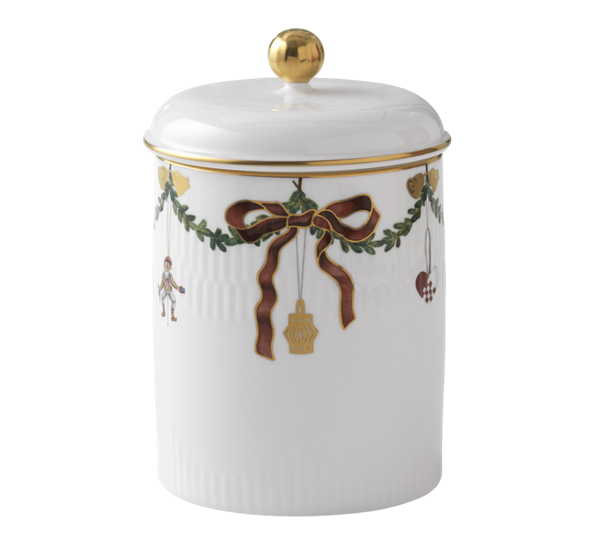 Stjerneriflet Jul krukke med lokk 16 cm fra Royal Copenhagen