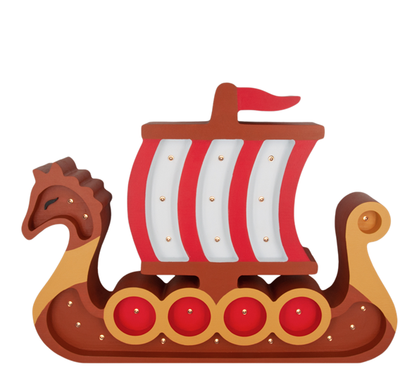 Barnelampe Vikingskip h28,5 cm brun fra Lumimi