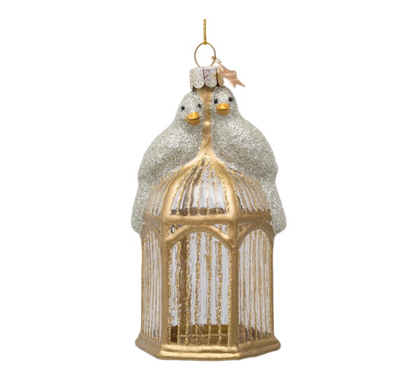 Glassornament fugleburd gull H12 cm fra Vondels
