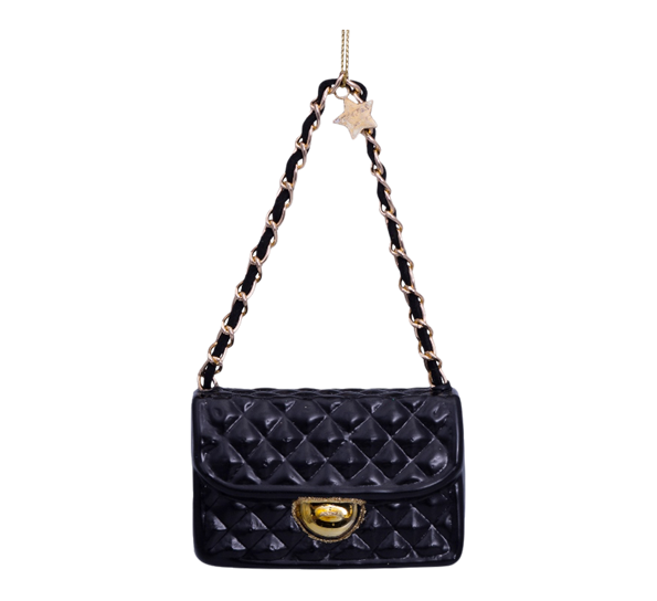 Glassornament veske sort H7 cm fra Vondels