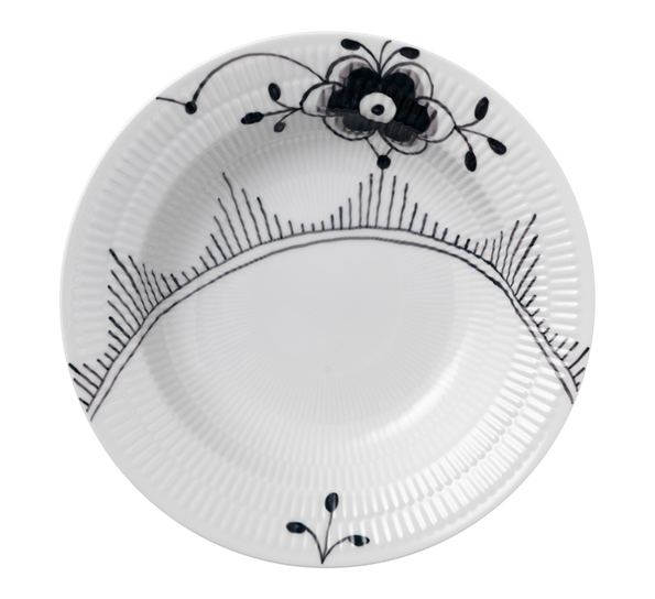 Sort Mega Riflet tallerken dyp 21 cm fra Royal Copenhagen