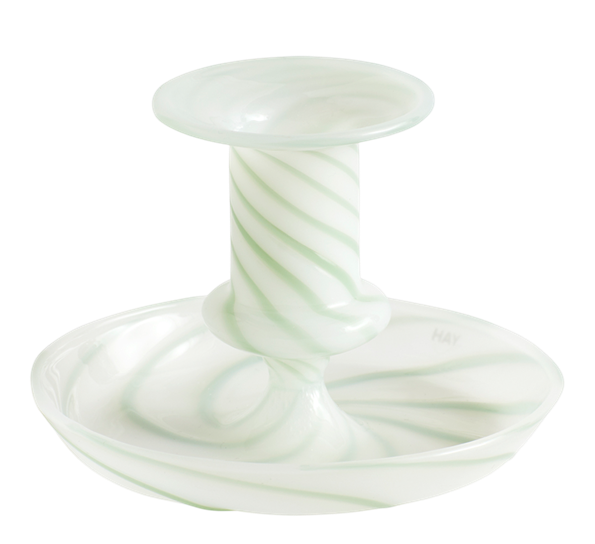 Flare Stripe lysestake h7,5 cm grønn hvit fra HAY