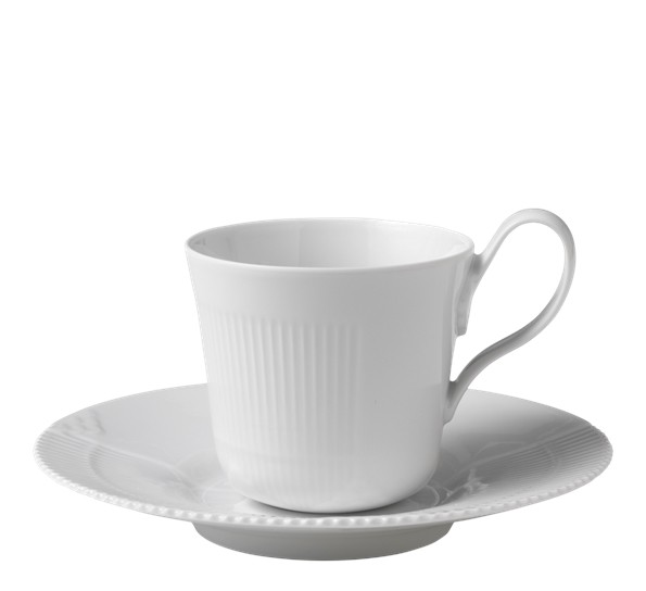 White Elements kaffekopp med skål 25 cl fra Royal Copenhagen
