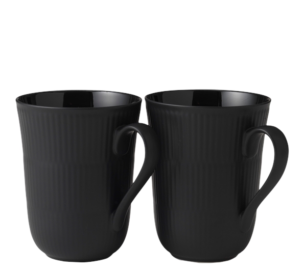 Sort Riflet krus 33 cl 2 Stk fra Royal Copenhagen