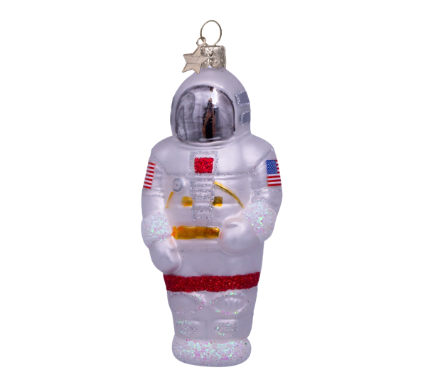 Glassornament astronaut hvit sølv H12 cm fra Vondels