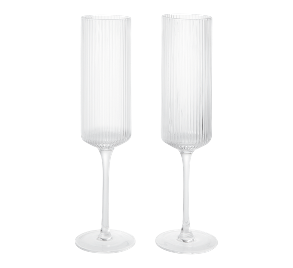 Ripple klar champagneglass flute 2-pk fra Ferm Living