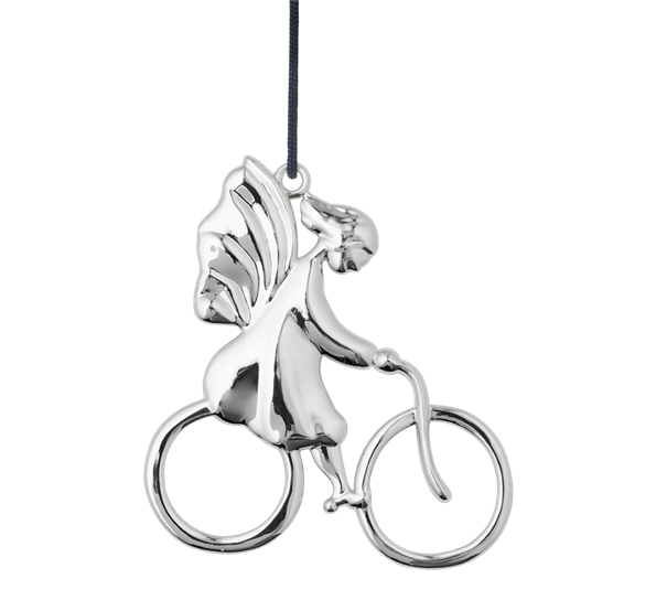 Karen Blixen engel på sykkel h7 forsølvet fra Rosendahl