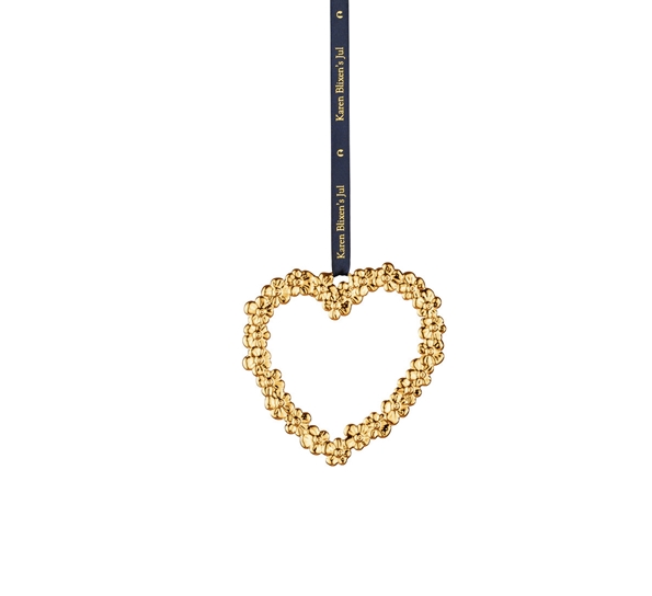 Karen Blixen blomsterhjerte stort forgylt fra Rosendahl