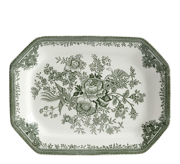 Green Asiatic Pheasants rekt fat 25x19cm fra Burleigh