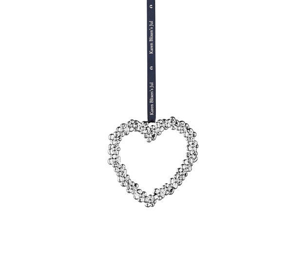 Karen Blixen blomsterhjerte stort forsølvet fra Rosendahl