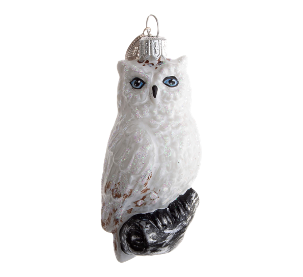 Julekule snøugle 7 cm hvit fra Brink Nordic