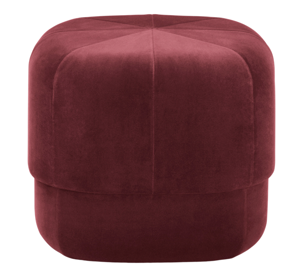 Circus puff liten mørk rød velur fra Normann Copenhagen