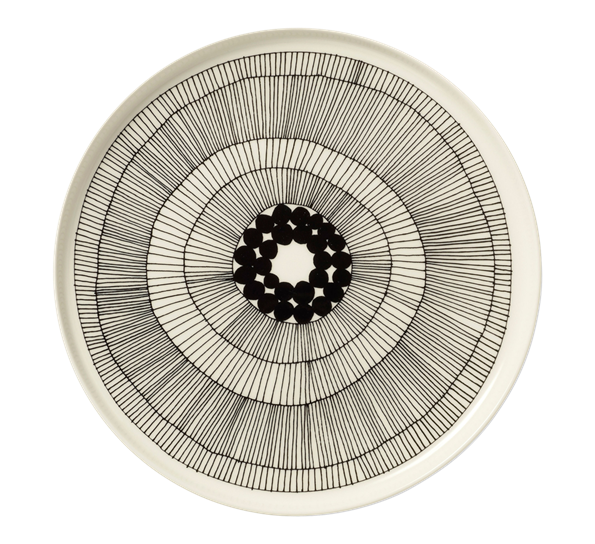 Oiva Siirtolapuutarha tallerken 25 cm hvit sort fra Marimekko