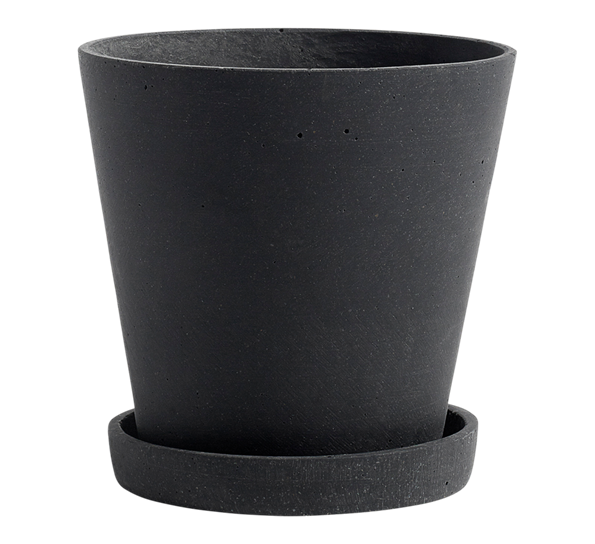 Flowerpot potteskjuler med fat M sort fra HAY