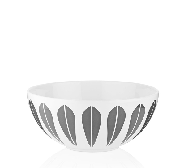 Lotus skål 18 cm hvit m grå dekor fra Lucie Kaas