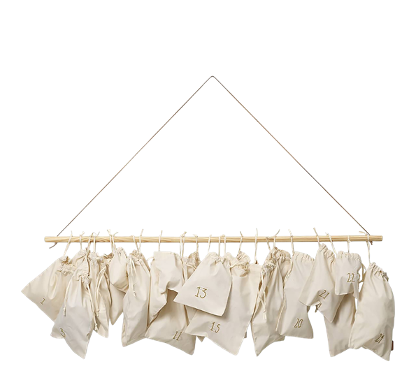 Adventskalender stoff offwhitee fra Ferm Living