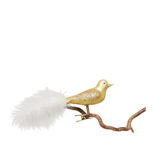 Julekule fugl med klips og fjær champagne fra UND