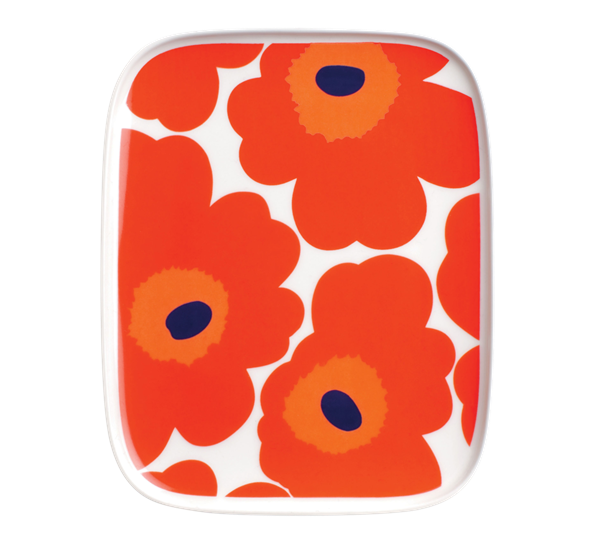 Unikko asjett 12x15 cm hvit rød fra Marimekko