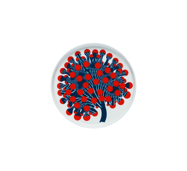 Merivuokko asjett 20 cm hvit rød petrol fra Marimekko