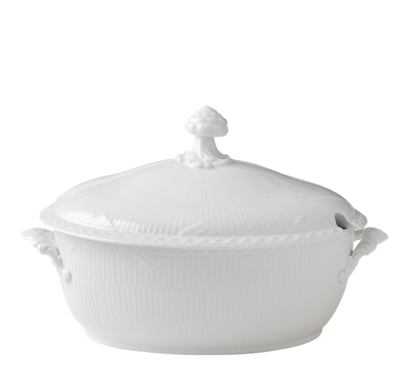 Hvit Halvblonde Suppeterrin Oval 200cl fra Royal Copenhagen