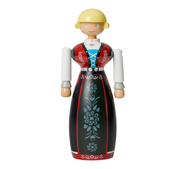 Norsk bunad kvinne sort rød hvit fra Kay Bojesen