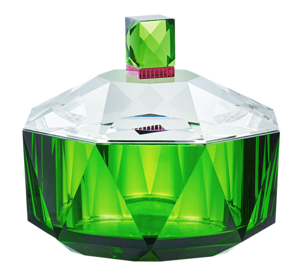 New haven basin skål med lokk klar grønn og rosa fra Reflections Copenhagen