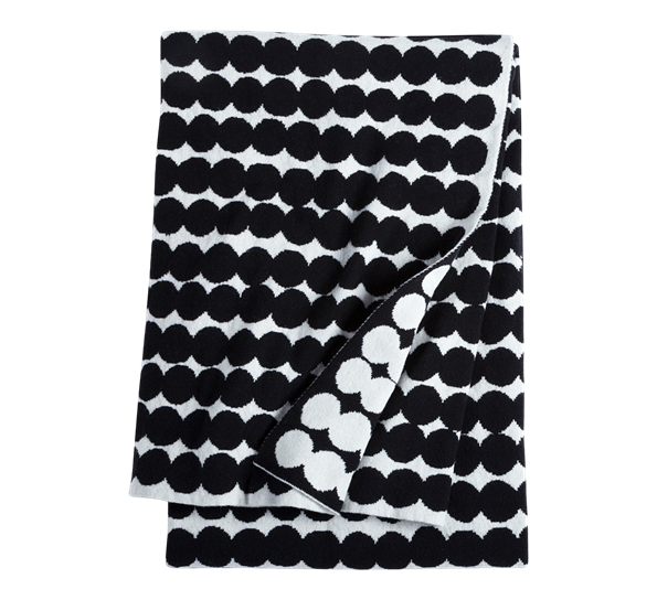 Räsymatto pledd 130x190 cm hvit sort fra Marimekko
