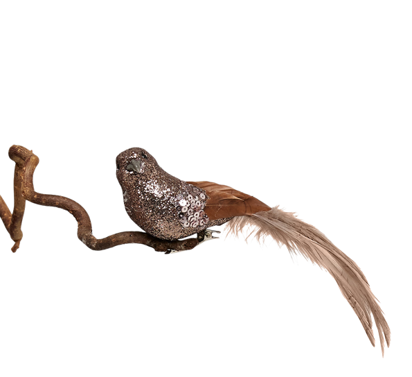 Spurv med klips paljett glitter kobber Und