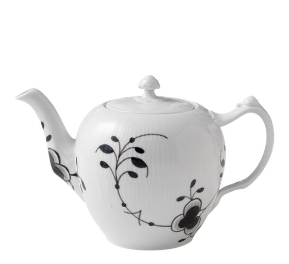 Sort Mega Riflet tekanne med lokk 1 liter fra Royal Copenhagen