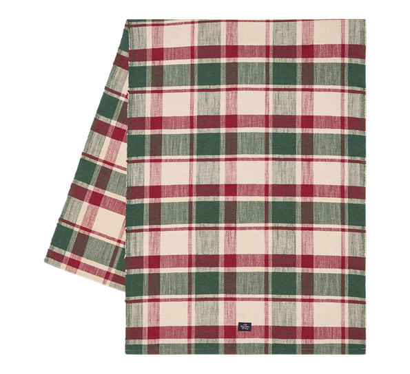 Checked løper grønn rød beige 50x150 cm Lexington