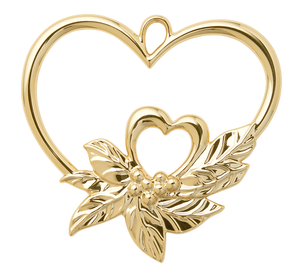 Karen Blixen dobbelt hjerte 7 cm forgylt fra Rosendahl