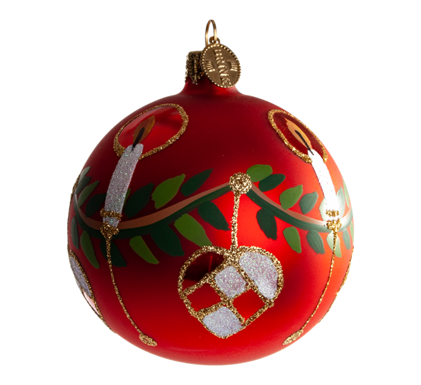 Julekule med flettehjerte 8 cm fra Brink Nordic