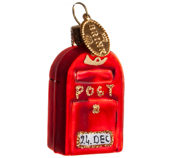 Julekule postkasse rød 4x2 cm fra Brink Nordic