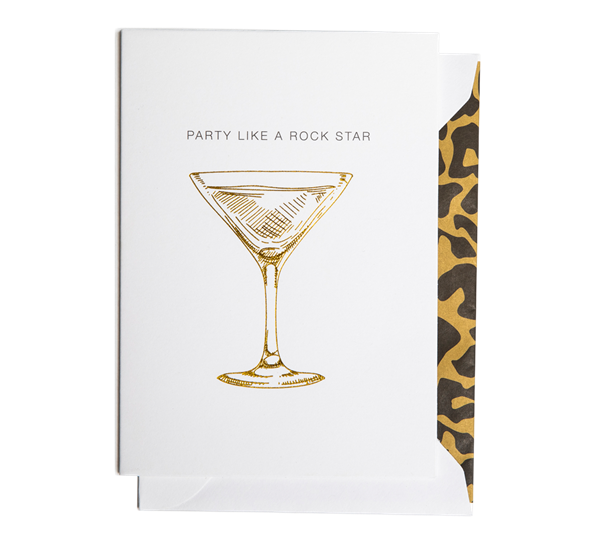 Kort A6 Party like a rockstar hvitt Cardsome