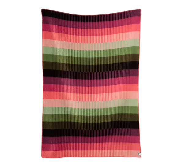 Åsmund gradient pledd rosa grønt fra Røros Tweed