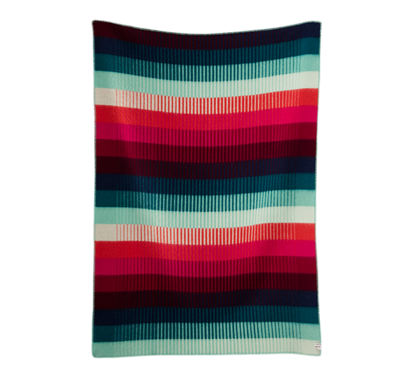 Åsmund gradient pledd rødt turkis fra Røros Tweed