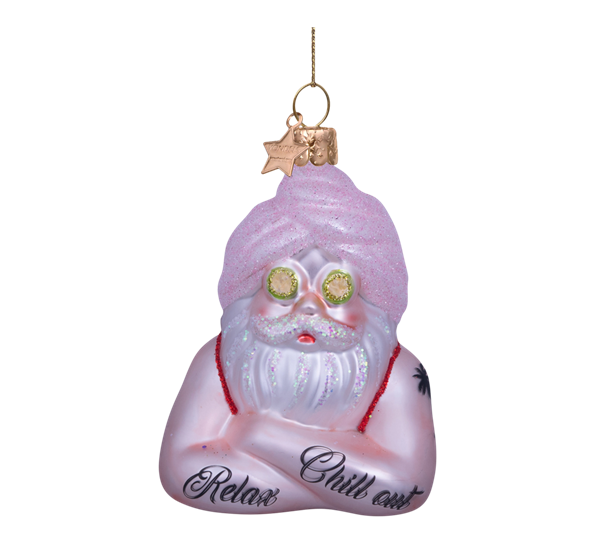 Glassornament julenisse med håndkle 8,5 cm Vondels