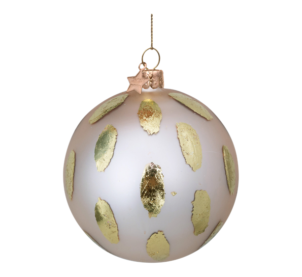 Glassornament julekule med gull matt champagne 8 cm Vondels