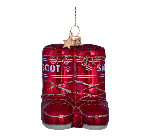 Glassornament snow boots rød 7 cm Vondels