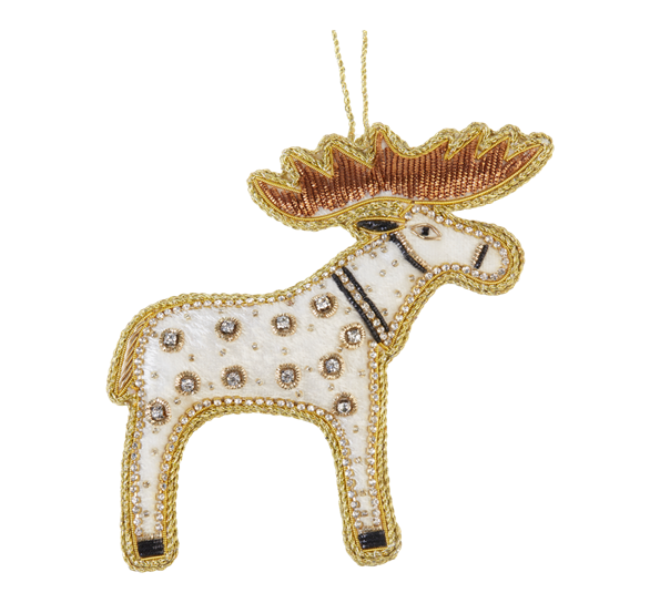 <p>Elg med broderinger 12,5cm krystaller hvit gull Tinker Tailor</p>
