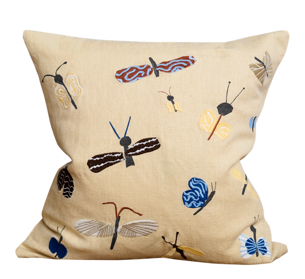 Slända brodert putetrekk 48x48 cm gul fra Fine Little Day