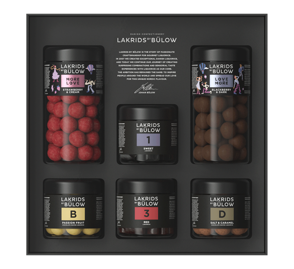 Love Black Box lakris 2 standard + 4 små 1.140g fra Lakrids By Johan Bülow