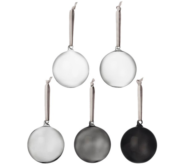 Julekuler Gråtoner 80mm 5-pk fra Iittala