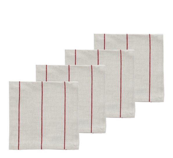 Serviett Line 4pk offwhite rød fra Södahl